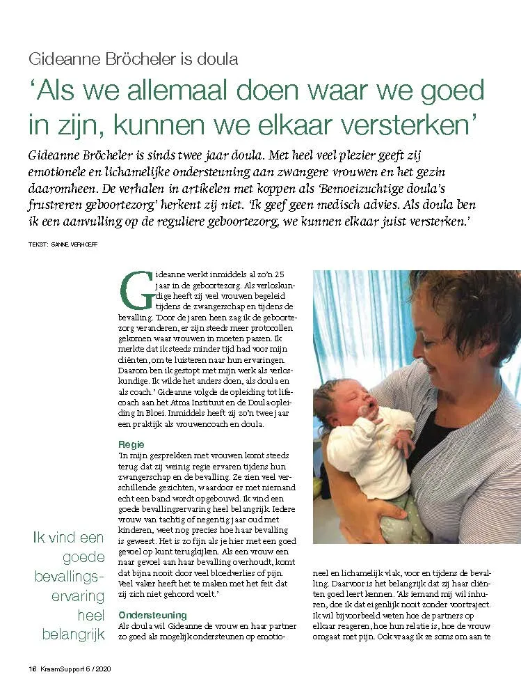 doula in de media Gideanne pag 1 artikel Kraamsupport 202012_Pagina_1